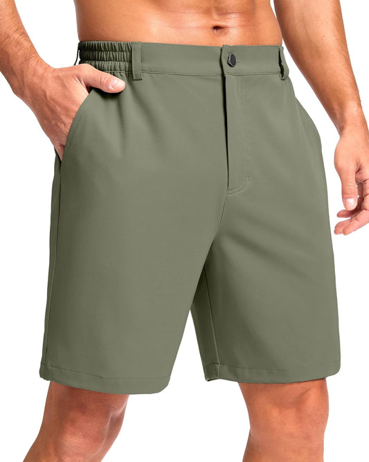 Pudolla Men's Casual Shorts 7"/9" Lightweight Golf Shorts with 3 Pockets Stretch Quick Dry Comfy Work Shorts