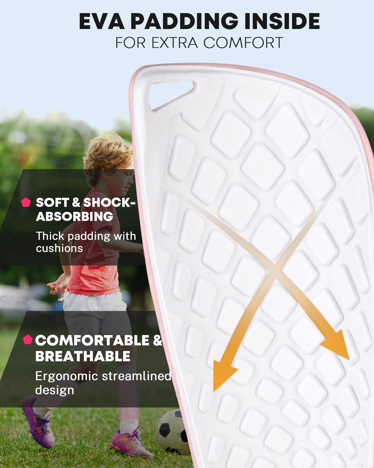 Gonex Soccer Shin Guards for Kids Adult, Youth Boys Girls Shin Guards Slip in Soccer Shin Pad Sleeves Canilleras for Football Games, EVA Cushion Protection Reduce Shocks & Injuries