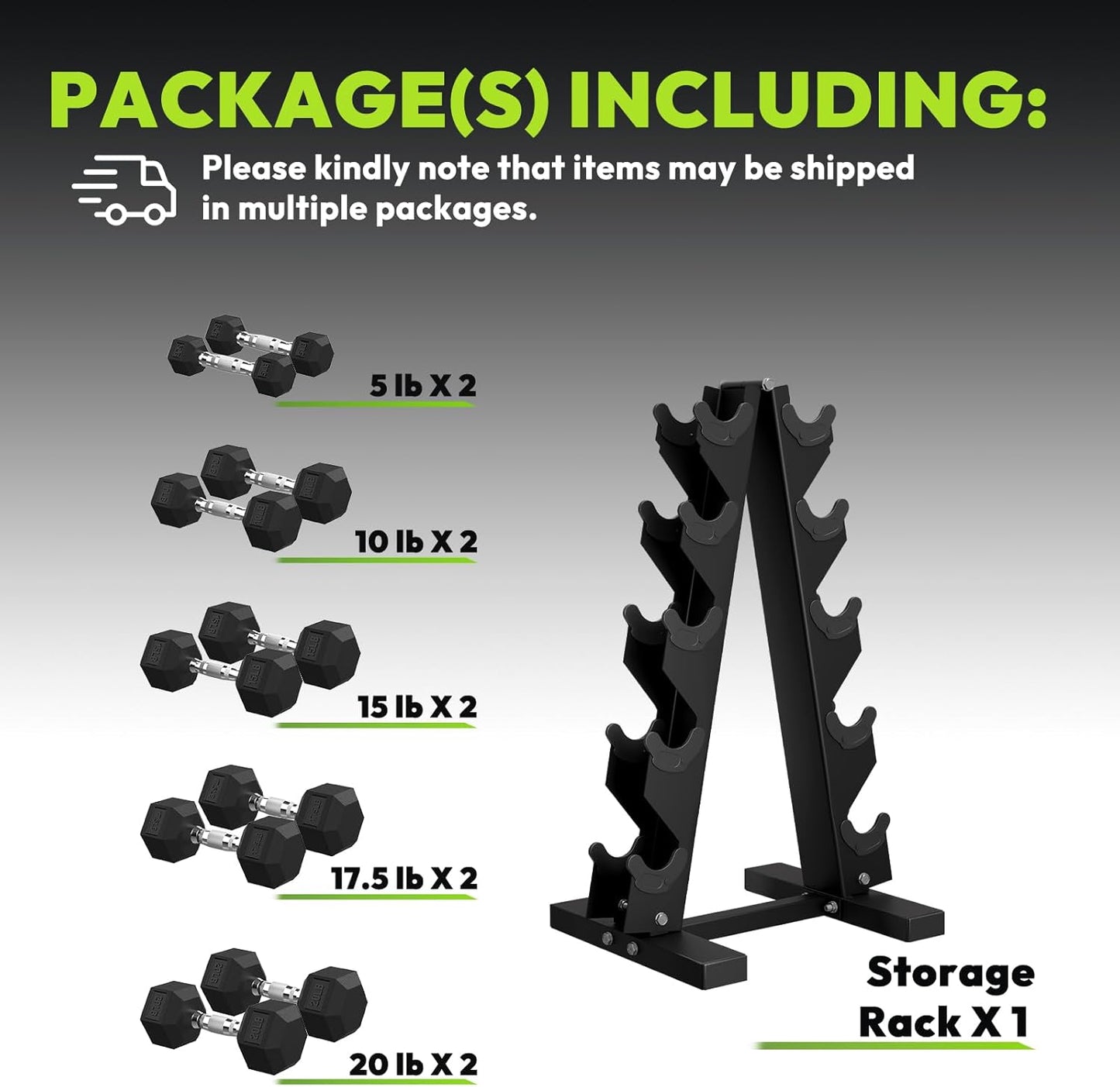 Hex Dumbbell Sets with Rack, 60-550 lb Rubber Encased Exercise & Fitness Dumbbells Set with Rack Option, Hand Weight for Strength Training, Weight Dumbbells