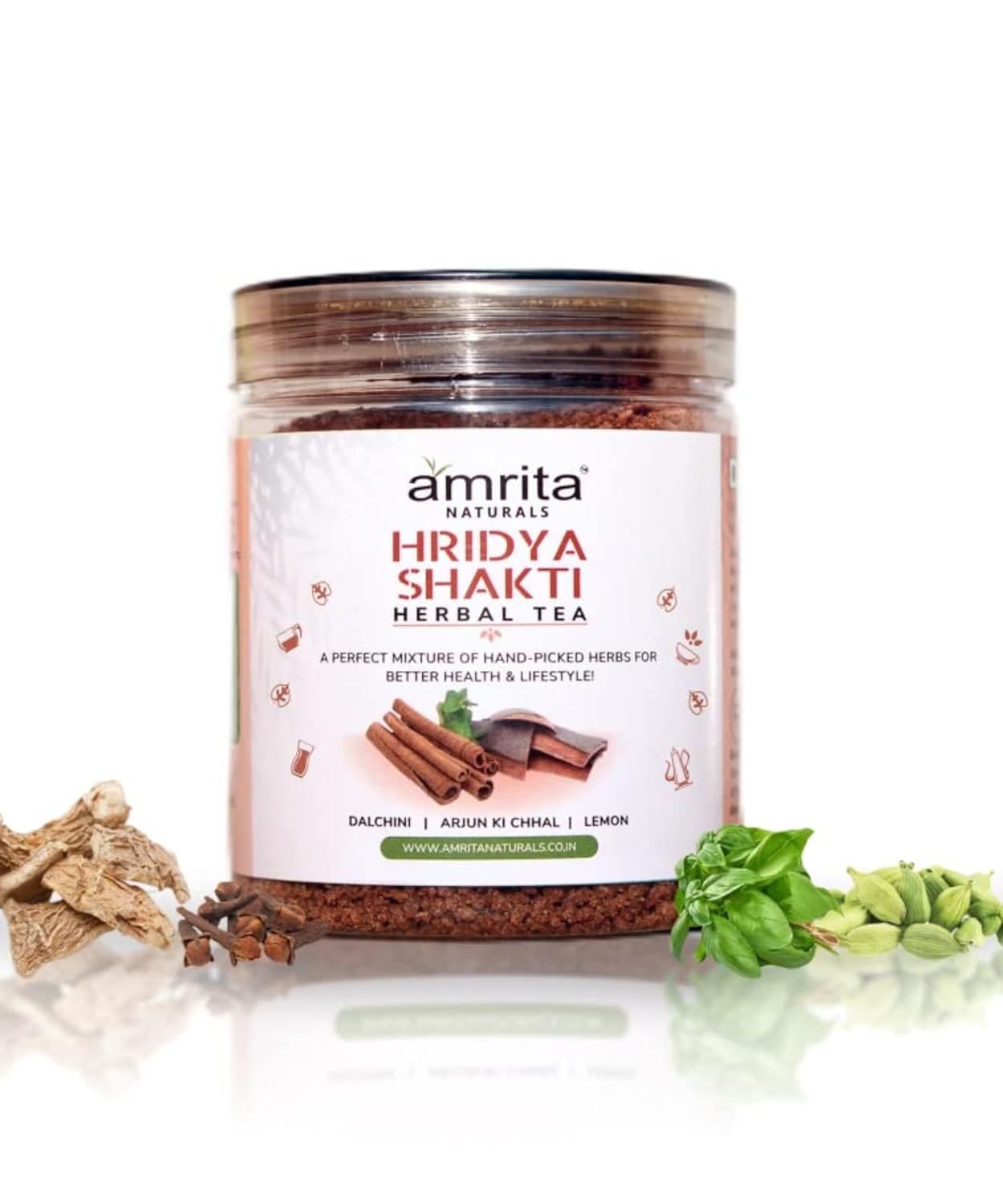 Amrita Naturals Hridya Shakti Herbal Tea - Gluten-Free, Vegan, Natural Instant Arjun Bark Hridyashakti Tea with No Artificial Colors & Flavors - 0.55 lb - 250 Gram