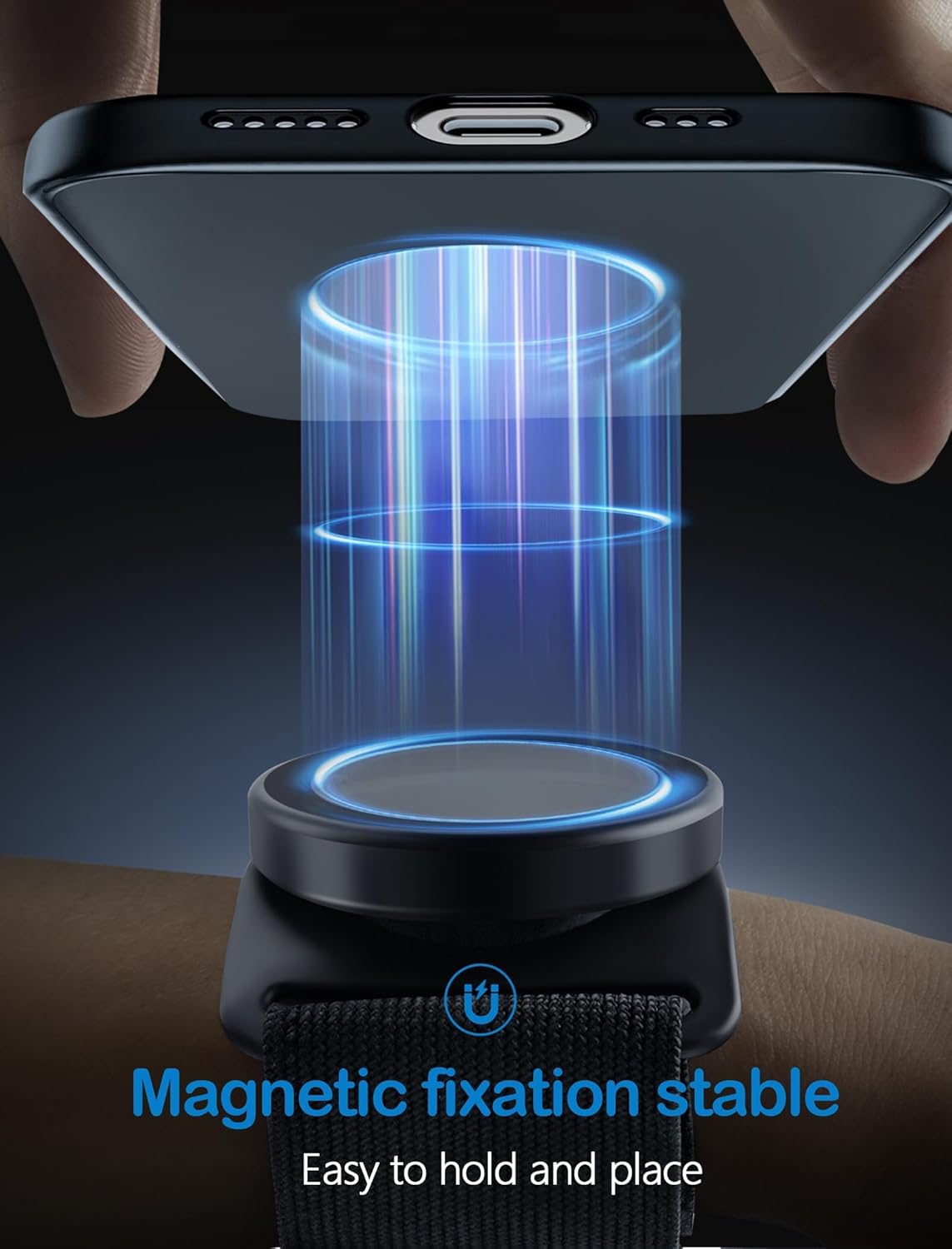 TOPGO [2 Generation Upgrad] Running Phone Holder for iPhone [360° Rotatable & Built-in Retractable Rope] Magnetic Wrist Phone Holder, Magsafe Armband for iPhone 17 Pro and Android (Black, 2 Straps)