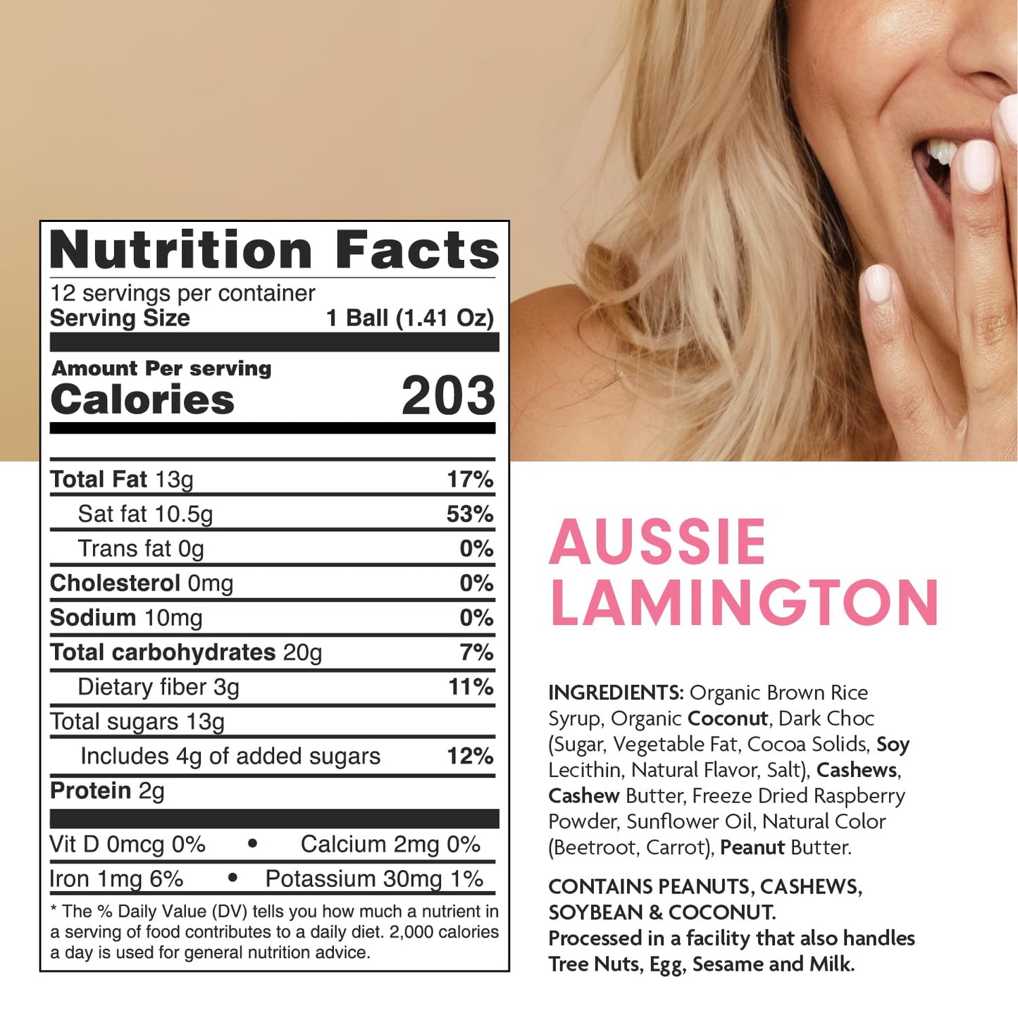 Health Lab - Lamington Raspberry Jam Filled Balls 480g (12 x 40g)