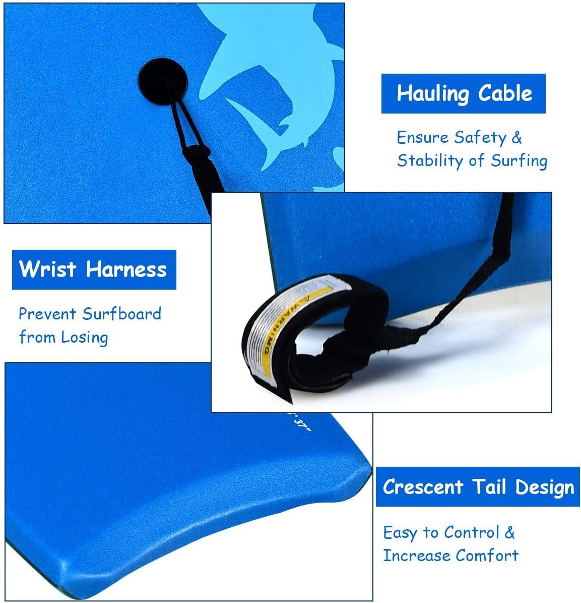 Goplus 41''/37''/33'' Lightweight Body Board for Beach, Surf Board with EPS Core, XPE Deck, HDPE Slick Bottom, Wrist Leash, Bodyboard for Kids Adults Surfing