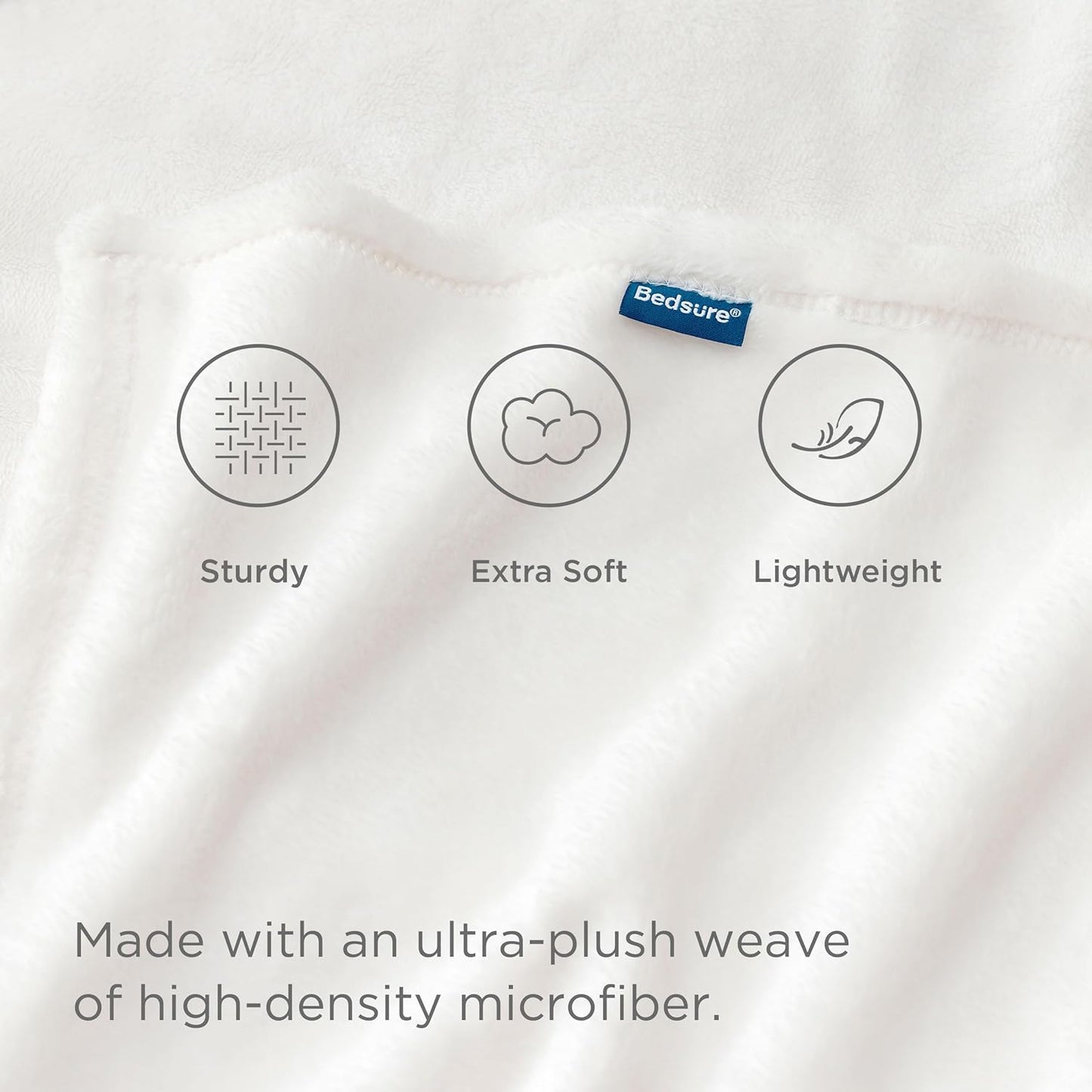Bedsure Fleece Blankets Queen Size White - Bed Blanket Soft Lightweight Plush Fuzzy Cozy Luxury Microfiber, 90x90 inches