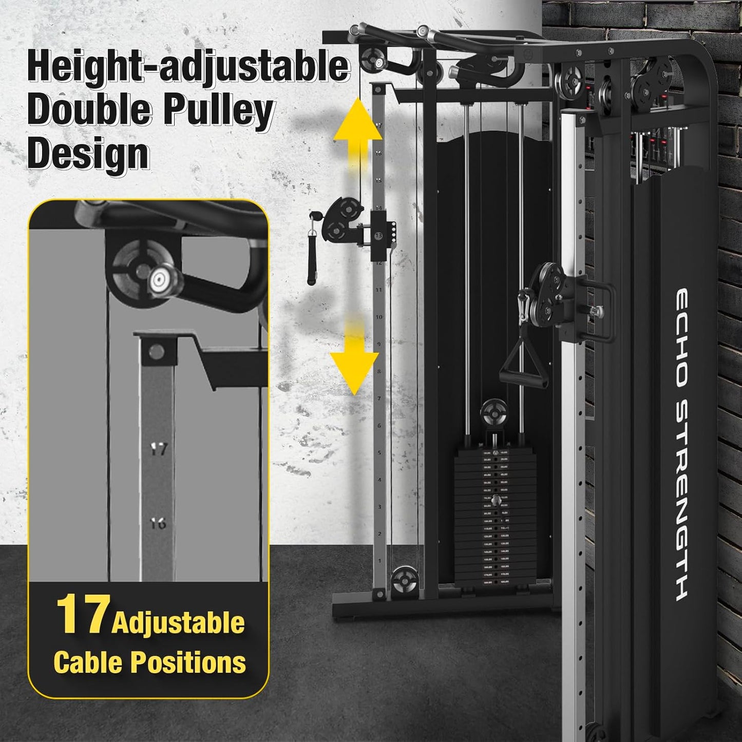 Functional Trainer Cable Machine, Cable Crossover Exercise Machine for Home & Commercial Gym, All in One Home Gym System Cable Machine and Dual Weights Stack for Cable Workout