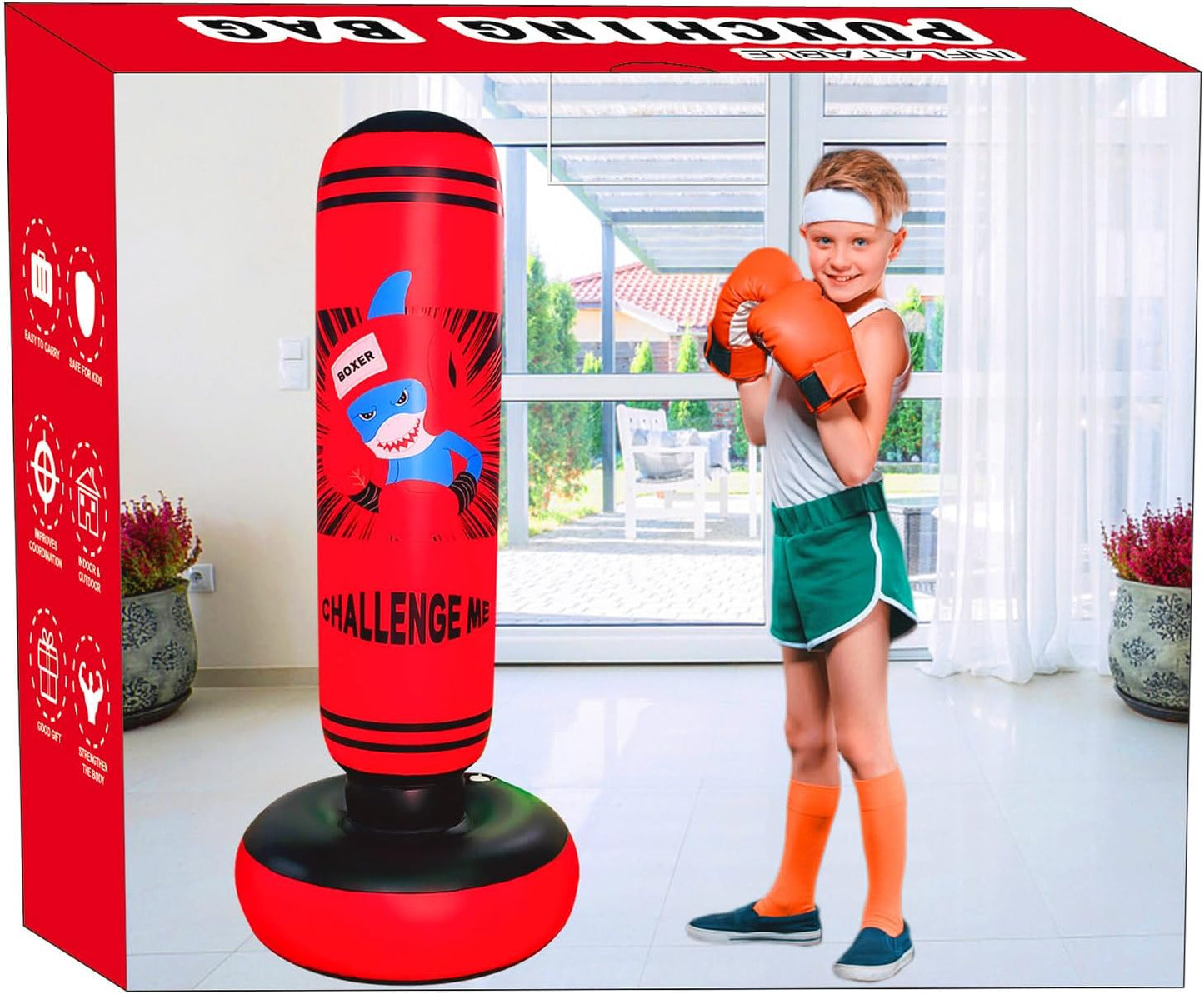 Punching Bag Kid,Boxing Bag for Kids,Inflatable Dummy, Inflatable Punching Bag, De-Stress Boxing Bag for Kids.