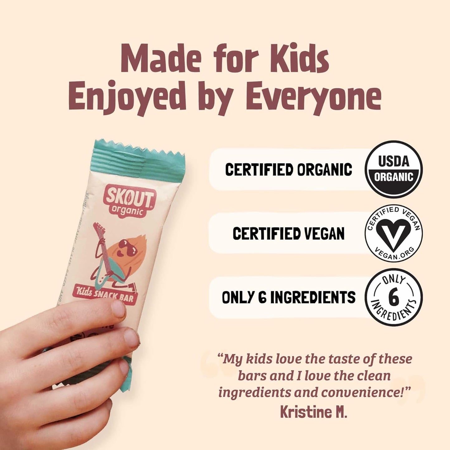 Skout Organic Almond Cookie Kids Snack Bars (18 Pack) | Organic Kids Snack Bars | School Snacks & Lunch Snacks | No Refined Sugar | Vegan & Paleo | Gluten, Dairy, and Grain Free
