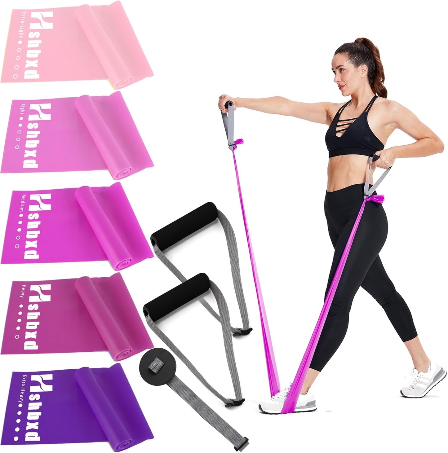 Resistance Bands for Working Out, Physical Therapy Bands, Latex Free Elastic and Exercise Bands Set for Stretching, Suitable for Rehab, Yoga, Pilates, Gym, Home Exercise