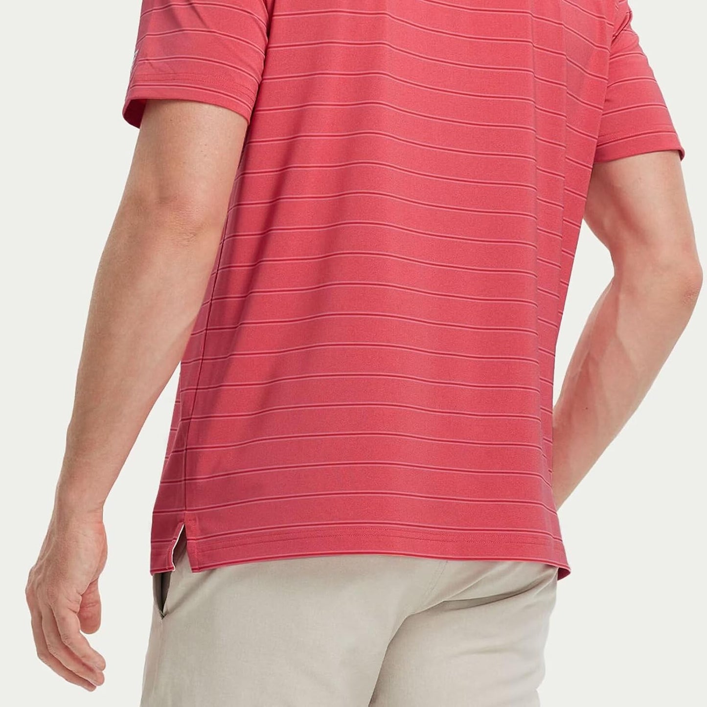 M MAELREG Golf Shirts for Men Moisture Wicking Striped Polo Performance Dry Fit Business Sports Mens Polo Shirts Short Sleeve