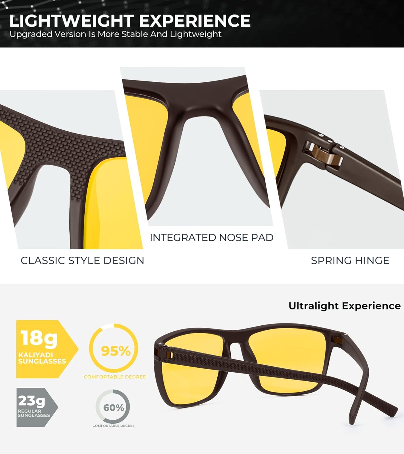 KALIYADI Polarized Sunglasses for Men, Lightweight Sun Glasses with UV Protection for Driving Fishing Golf