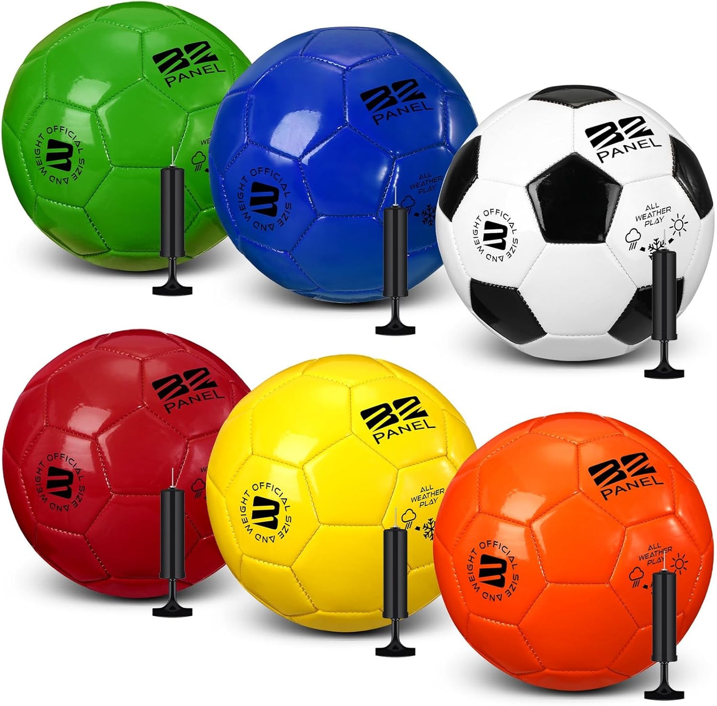 Deflated Soccer Balls with Pump Bulk Outdoor and Indoor Training Practice Soccer Ball Machine Stitched for Sports Birthday Gift Party Supplies