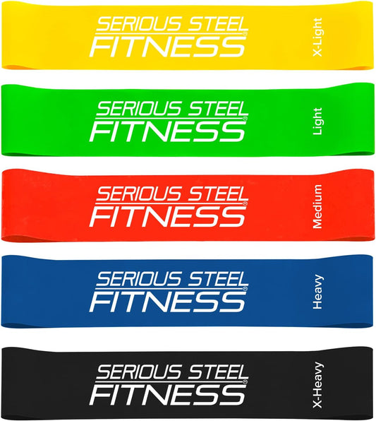 Serious Steel Fitness Mini Resistance Loop Bands | Rehab and Prehab Stretch Bands | 12" Exercise Workout Bands (Sets of 5 Pack and Sets of 10 Pack Trainer Options Available!)