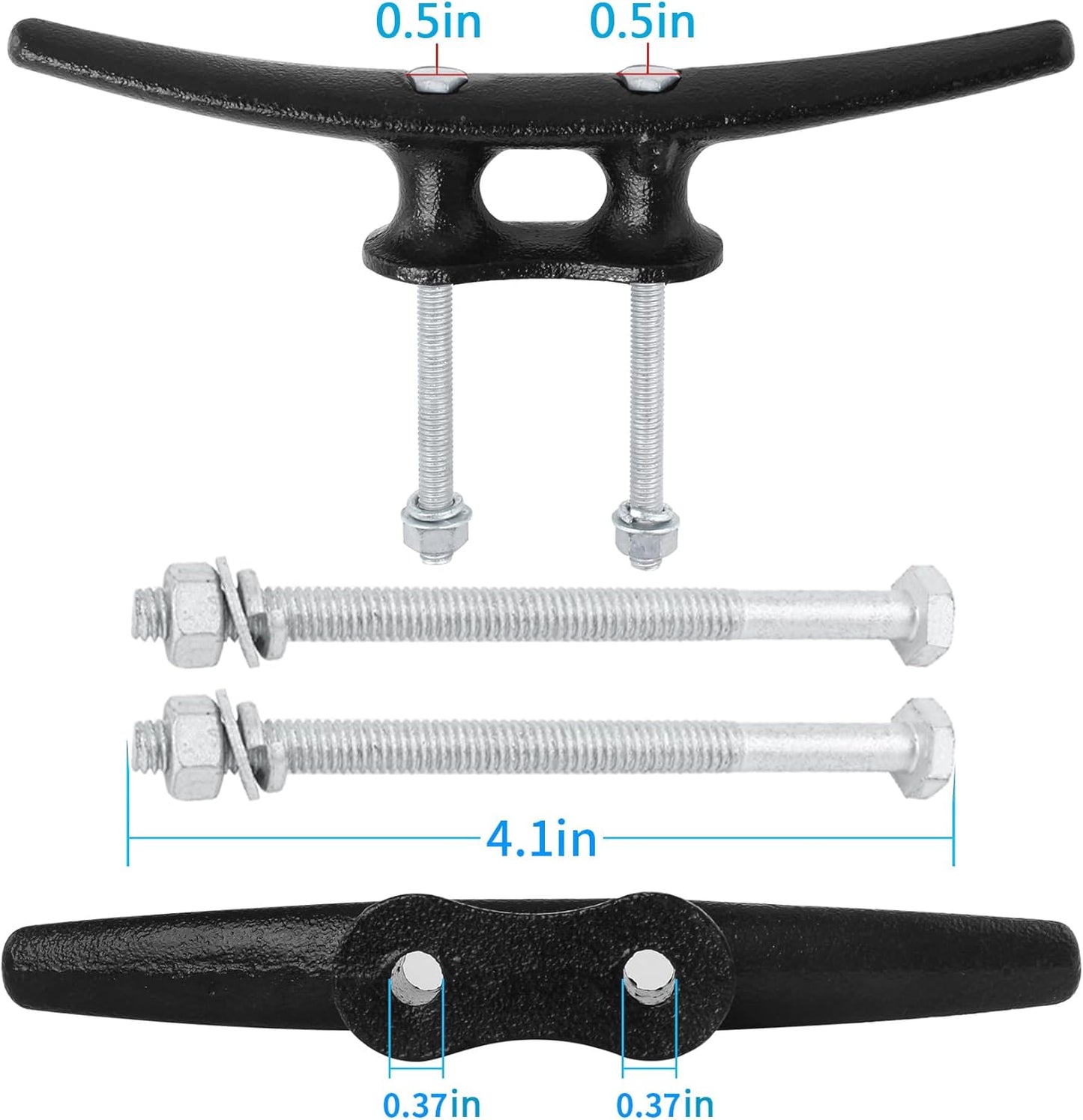 Dock Cleats 6/8/10 inch With Hardware,Electrophoretic Coated Black Boat Cleat Dock Boat Cleats,Rope Cleat Boat Dock Cleats Ideal for Boat Docks, Decks, Piers for Tying up Boats (2,4,6,8,12 Pack)