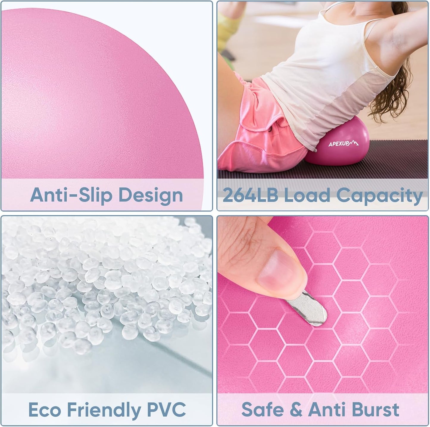 APEXUP Yoga & Pilates Ball - Anti Slip Heavy Duty Gym Ball for Fitness, Balance & Core Workout