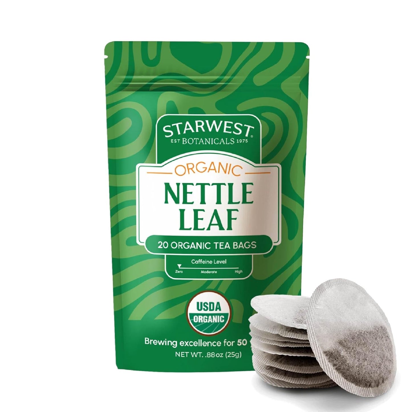 Starwest Botanicals Organic Nettle Leaf Tea - Caffeine Free Herbal Tea, Promotes Calm, USDA Organic Nettle Leaf, String Free Sachets, Non GMO - 20 Tea Bags