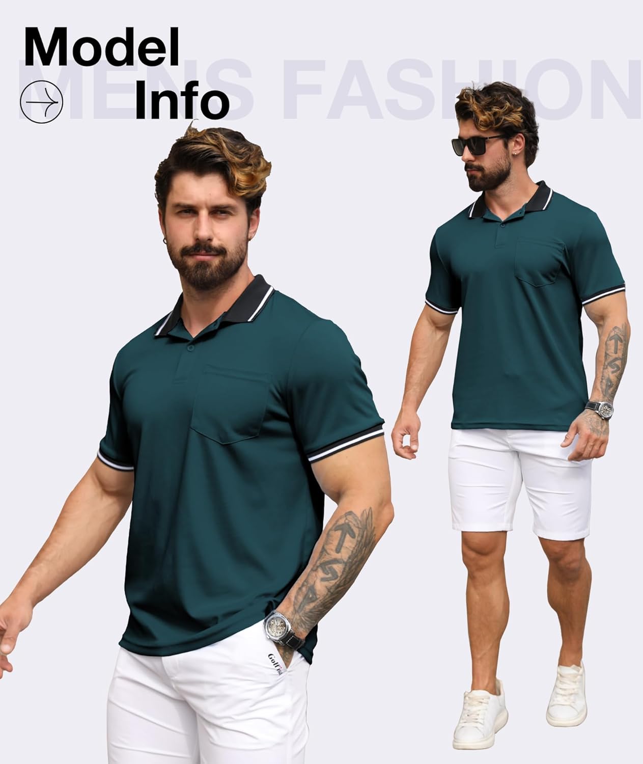 ZITY 3 Pack Men Polo Shirts Short Sleeve with Pocket Sport Wicking Shirts for Men Casual Athletic Collared T-Shirts