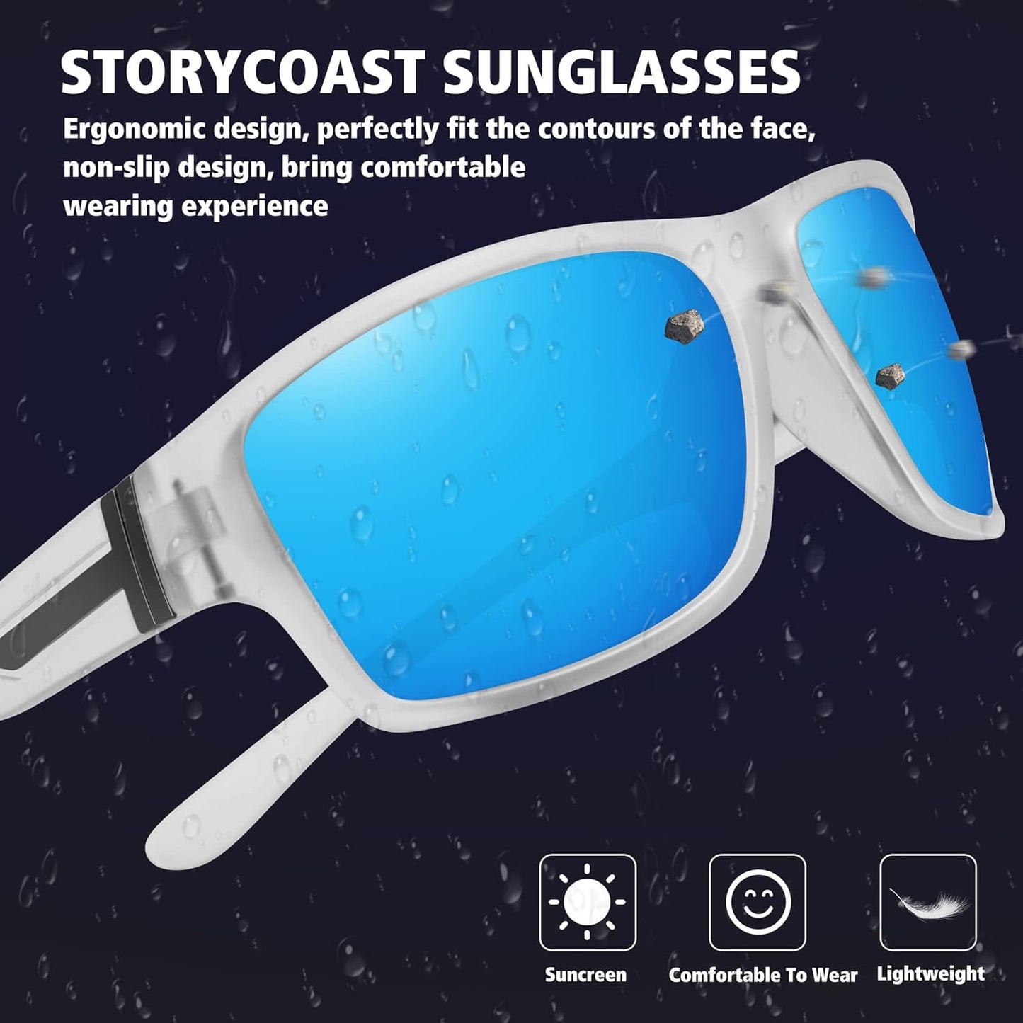 STORYCOAST Polarized Sports Sunglasses for Men Women Unbreakable Frame Cycling Fishing Driving