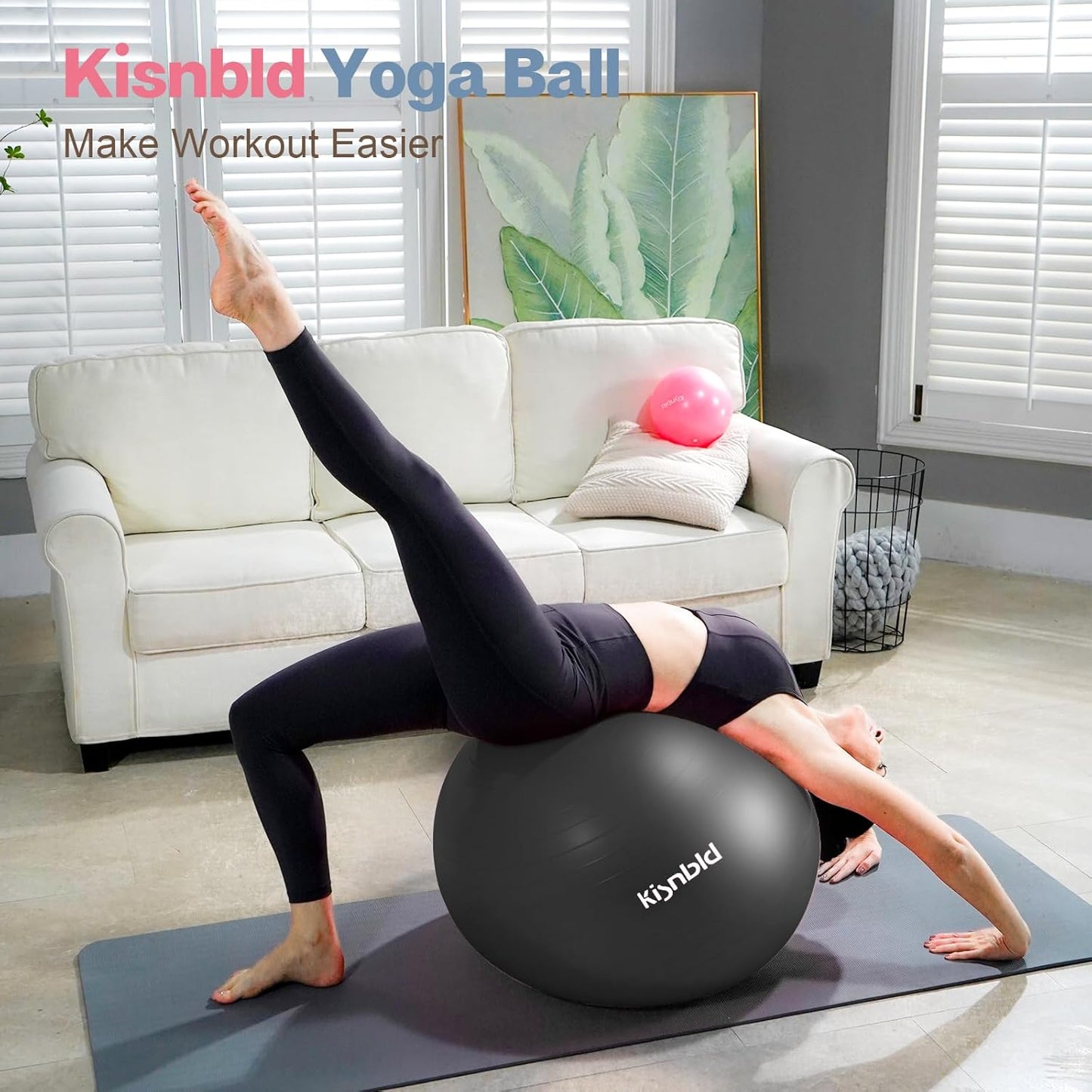Exercise Ball, Extra Thick Yoga Ball for Workout Pregnancy Stability, 4 Sizes Anti-Burst Balance Ball with Foot Pump - Heavy Duty Fitness Ball Chair for Office, Home & Gym