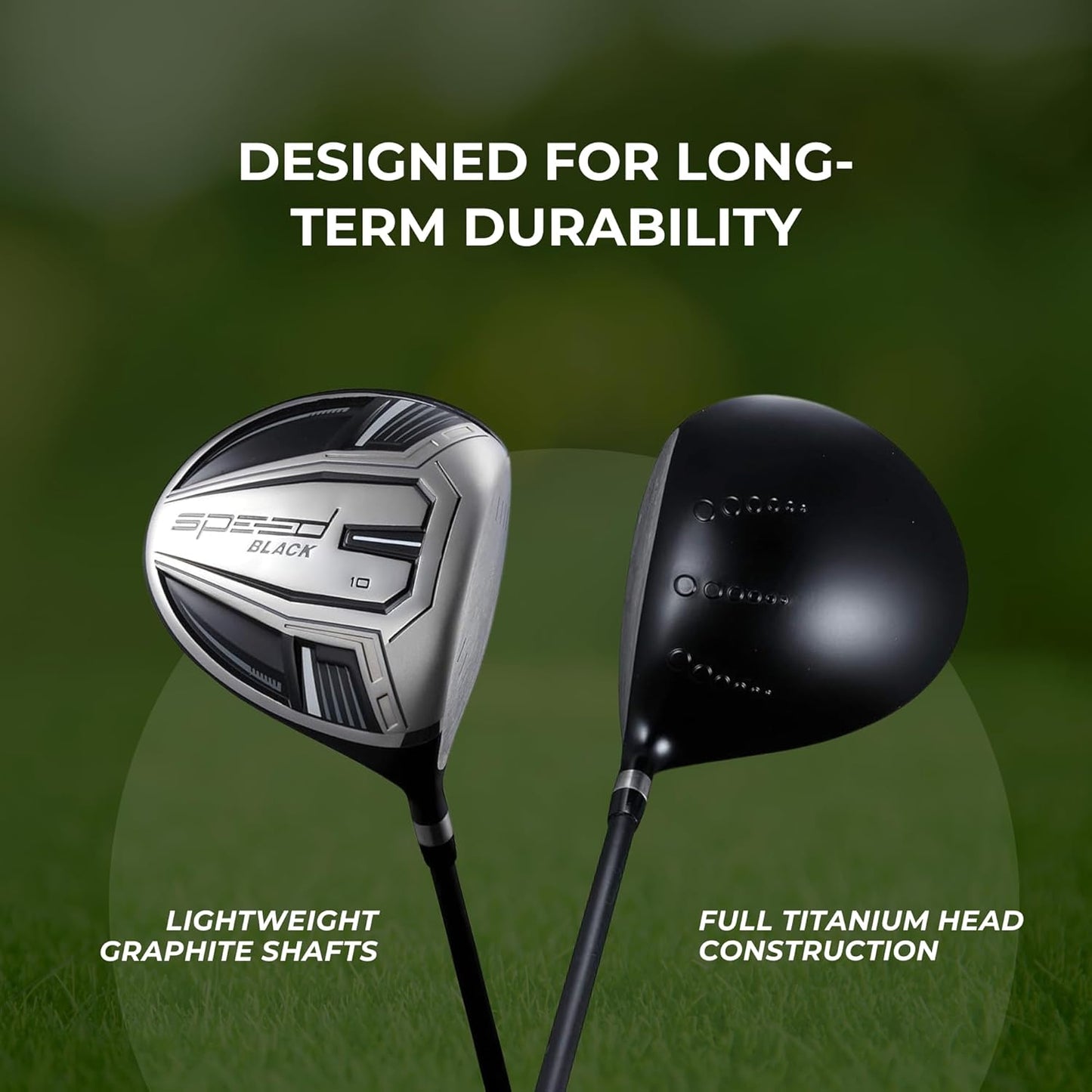 Speed Titanium Driver Golf Club, 10°, 11.5°, 12.5° Loft (Right & Left Handed), Lightweight Graphite Shaft, Oversized Sweet Spot, Aerodynamic, USGA Conforming Mens Golf Driver + Deluxe Headcover