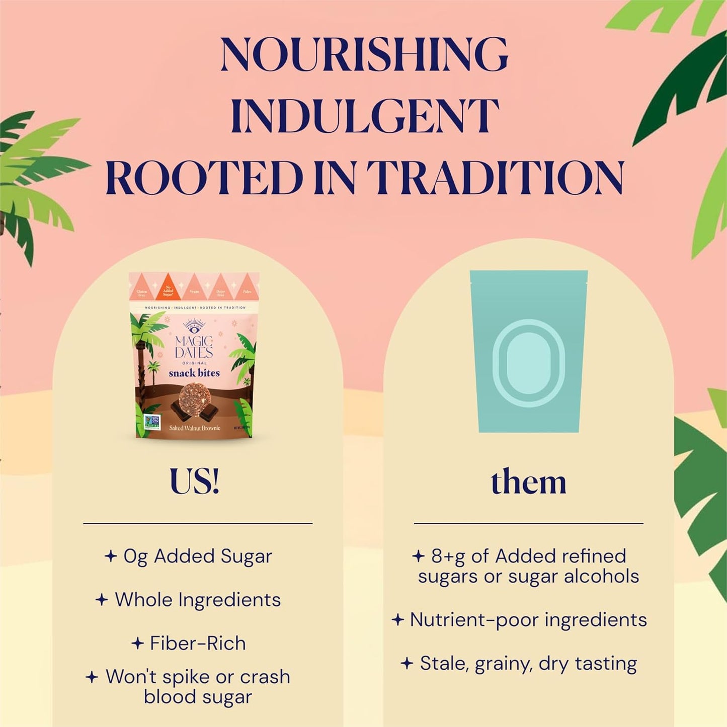 MAGICDATES Date Snack Bites | Salted Walnut Brownie – 4 Bags (16 Servings) | Medjool Dates | Himalayan Pink Salt | No Added Sugar | Vegan | Paleo | Gluten-Free | Healthy Chocolate Dessert