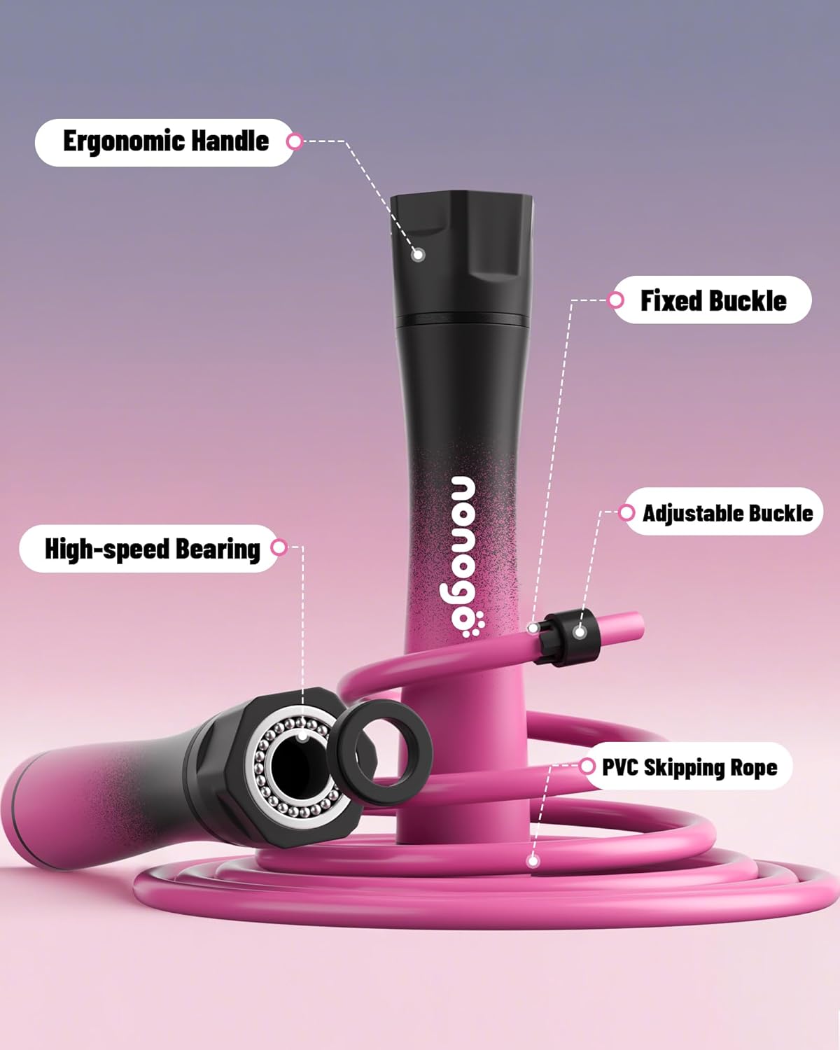 nonogo 1.1LB Weighted Jump Rope for Women – Adjustable 10mm Heavy PVC Skipping Rope for Fitness, Ideal for High-Intensity Training, MMA, Boxing, CrossFit, Weight-loss Workouts