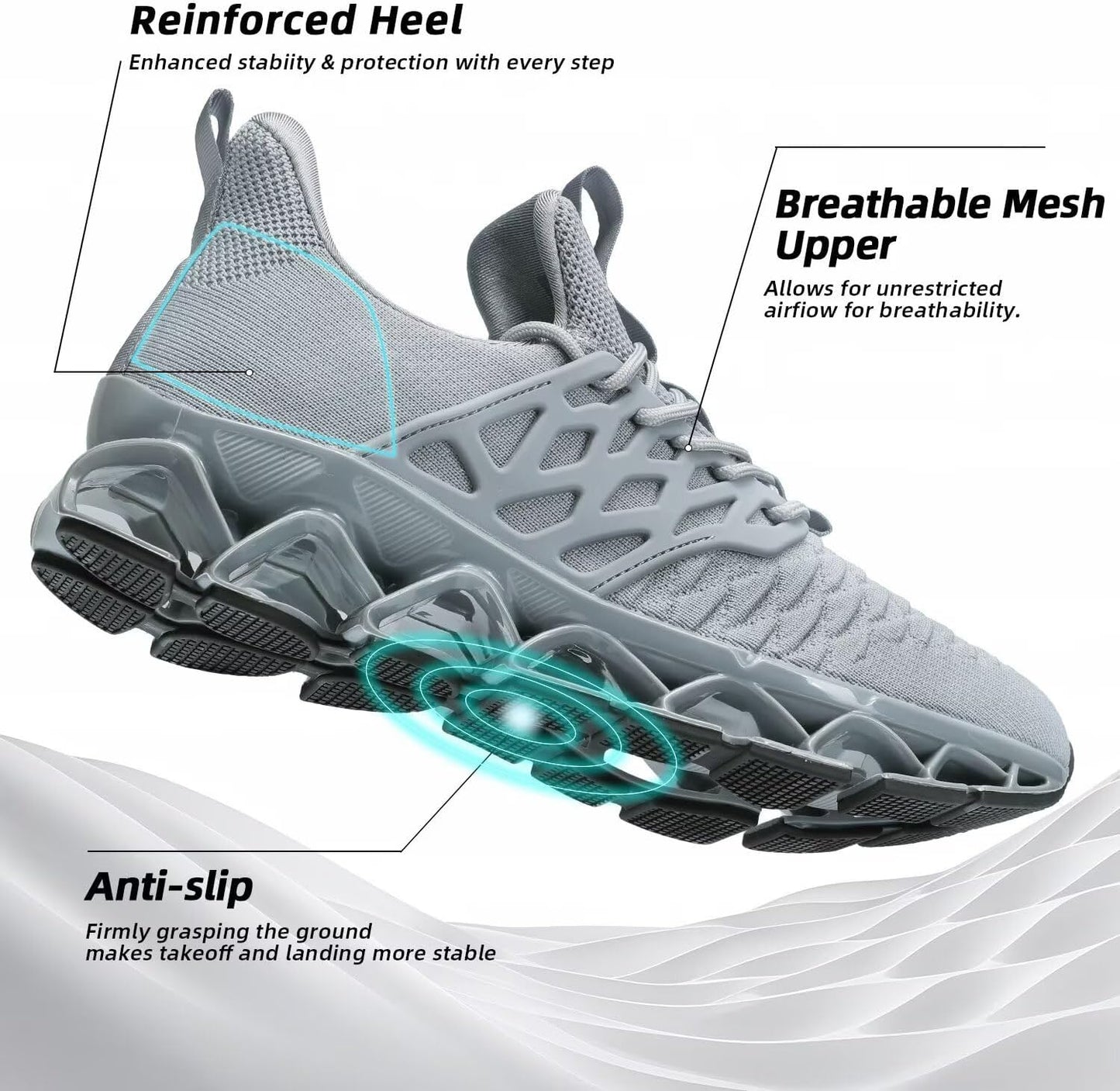 Men's Slip on Walking Running Shoes Blade Tennis Casual Fashion Sneakers Comfort Non Slip Work Sport Athletic Trainer