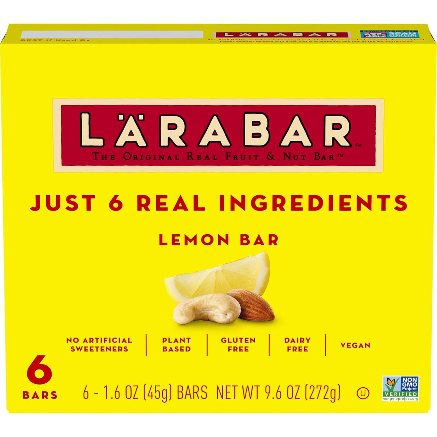 Larabar Lemon Bar, Gluten Free Vegan Fruit & Nut Bar, 1.6 oz Bars, 6 Ct