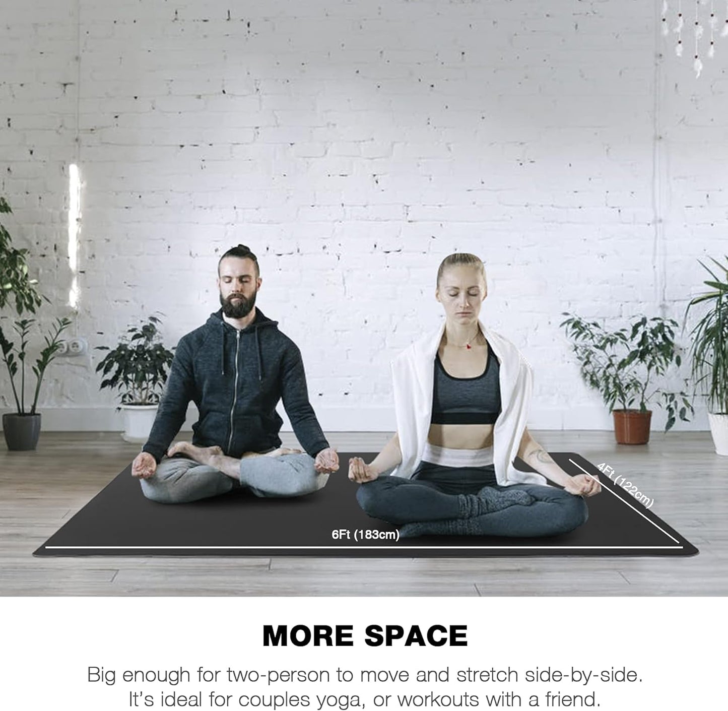 Large Yoga Mat for Men and Women 1/4 & 2/5 Inch Extra Thick TPE Fitness Mat for Home Gym Workout, Non-Slip, Eco Friendly Exercise Mat for Yoga, Pilates, Stretching, Meditation