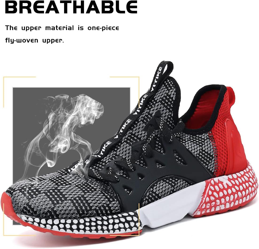 WETIKE Boy's Shoes Mesh Slip on Lightweight Running Sneakers