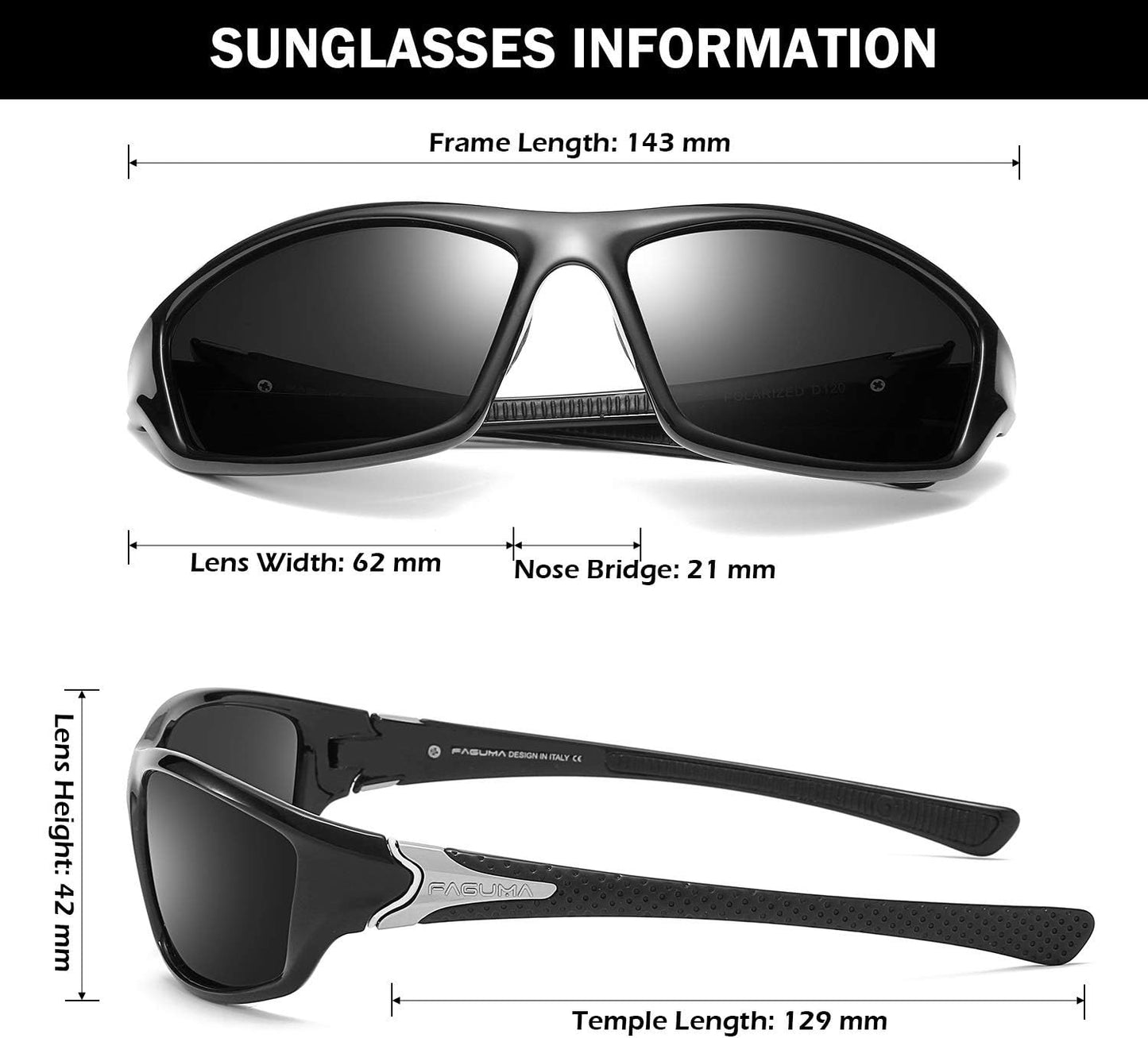 FAGUMA Sports Polarized Sunglasses For Men Cycling Driving Fishing UV400 Protection
