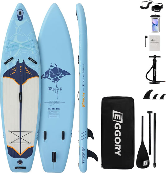 Inflatable Paddle Board,Stand Up Paddle Board Set, Extra Wide SUP Board with Removable Fin, Floating Paddle, Hand Pump, Waterproof Phone Pouch,Traveling Board