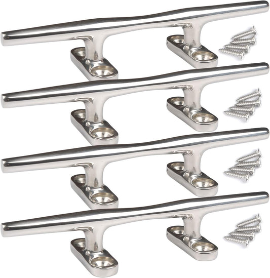 Boat Cleats 4 inch/5 inch/6 inch/8 inch Marine Dock Cleats Stainless Steel Boat Rope Cleat with Fasteners for Marine, Deck, Nautical Décor