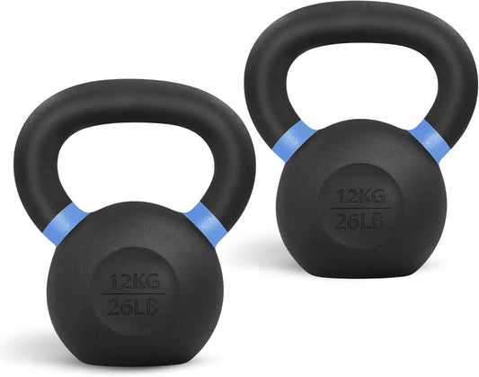 Yes4All Powder Coated Cast Iron Kettlebell Strength Training Kettlebells Weight Set for Full Body Workout, Home Gym