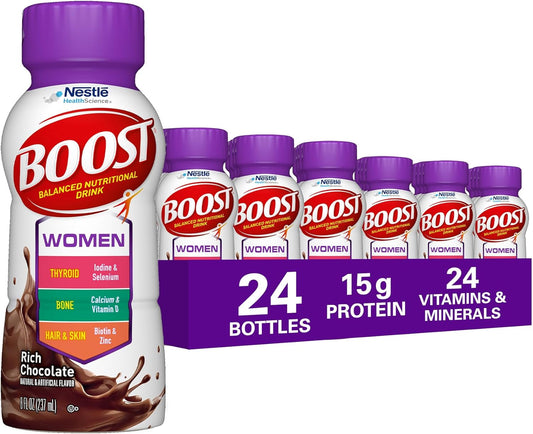 BOOST Women Balanced Nutritional Drink, Rich Chocolate, 8 fl oz (Pack of 24)