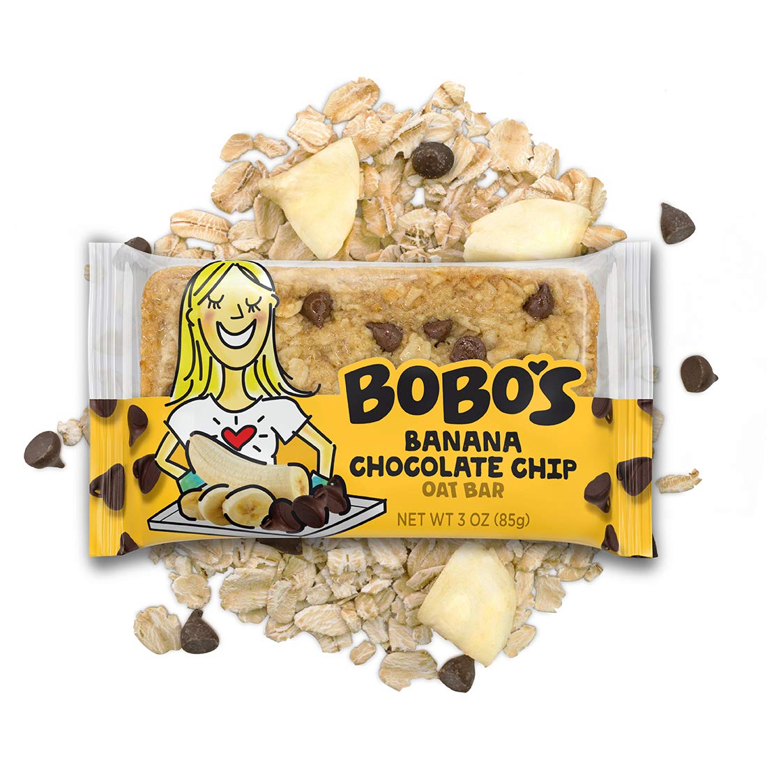 Bobo's Oatmeal Bars, Banana Chocolate Chip, Gluten Free Vegan Whole Grain Oat Bars, Pack of 12