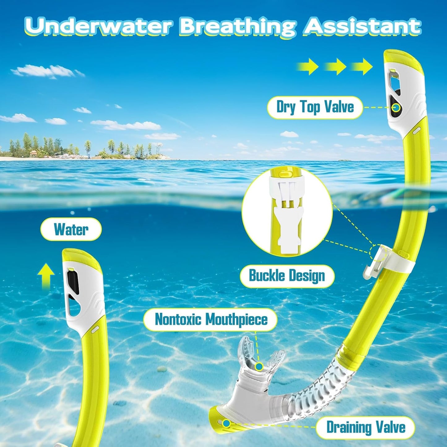 Snorkeling Gear for Kids, Kids Snorkel Set for Ages 3-14, Anti-Fog Diving Mask and Dry Top Snorkel Combo Set, Unisex Swimming Goggles