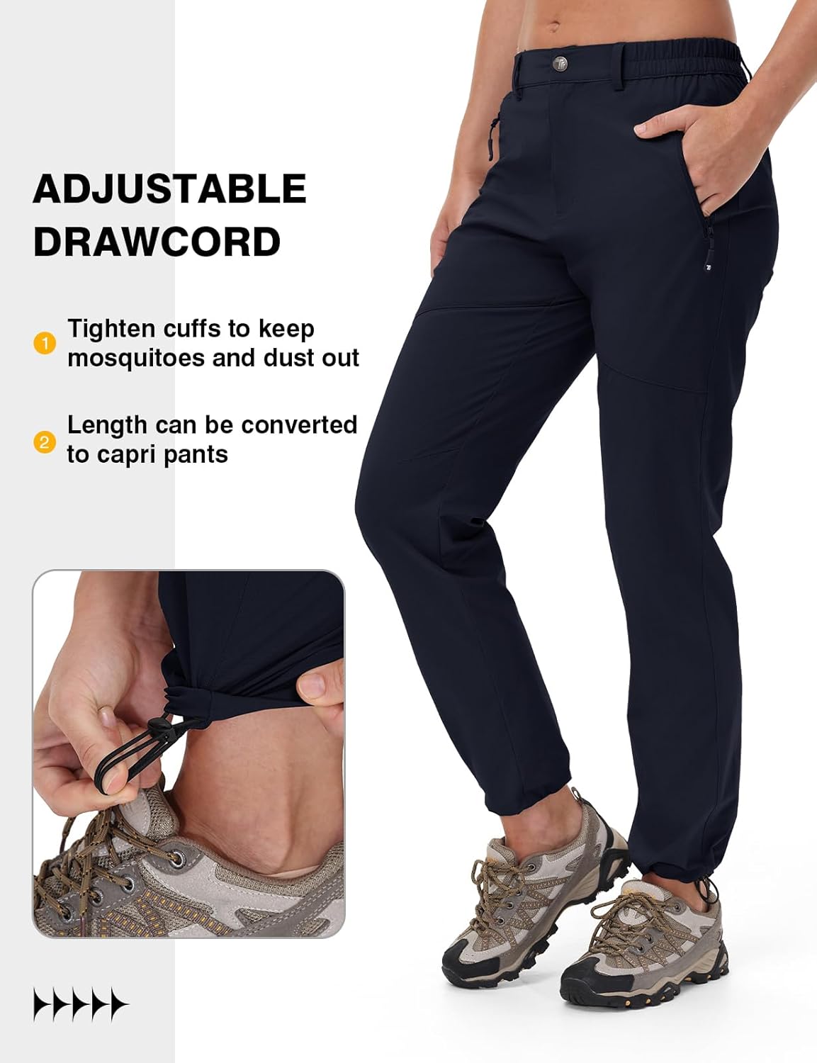 TBMPOY Women's Lightweight Hiking Pants Water Resistant Quick Dry Travel Work Outdoor Fishing Pants Zipper Pockets
