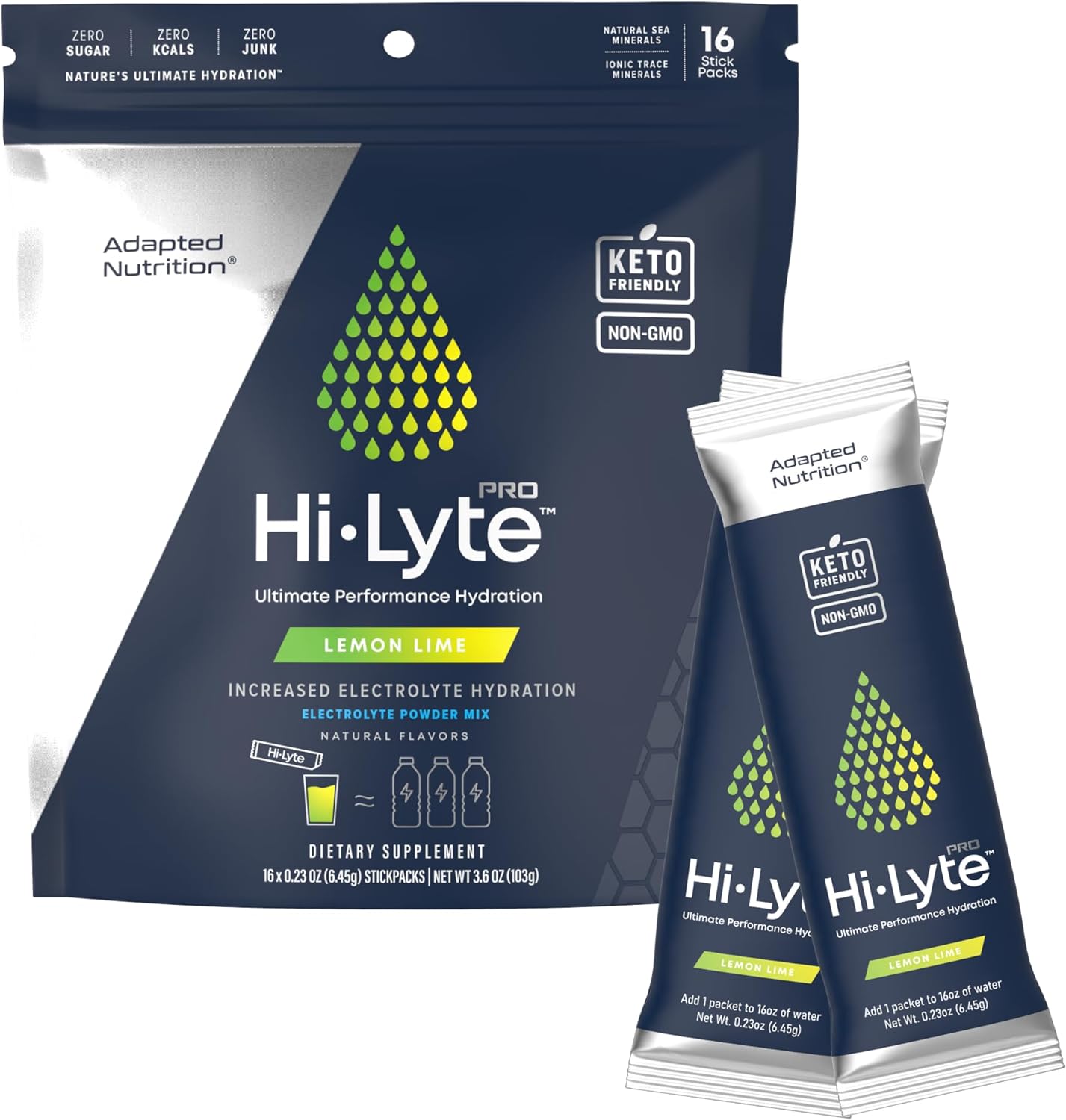 Hi-Lyte Pro Hydration Packets - 16 Individual Drink Packets | Lemon Lime | Flavored Electrolyte Powder | Sugar-Free, Zero Carb, Zero Calorie