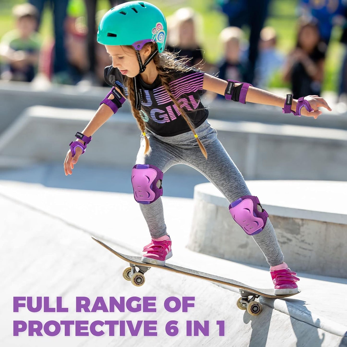BOSONER Kids/Youth Knee Pad Elbow Pads Guards Protective Gear Set for Roller Skates Cycling BMX Bike Skateboard Inline Skatings Scooter Riding Sports