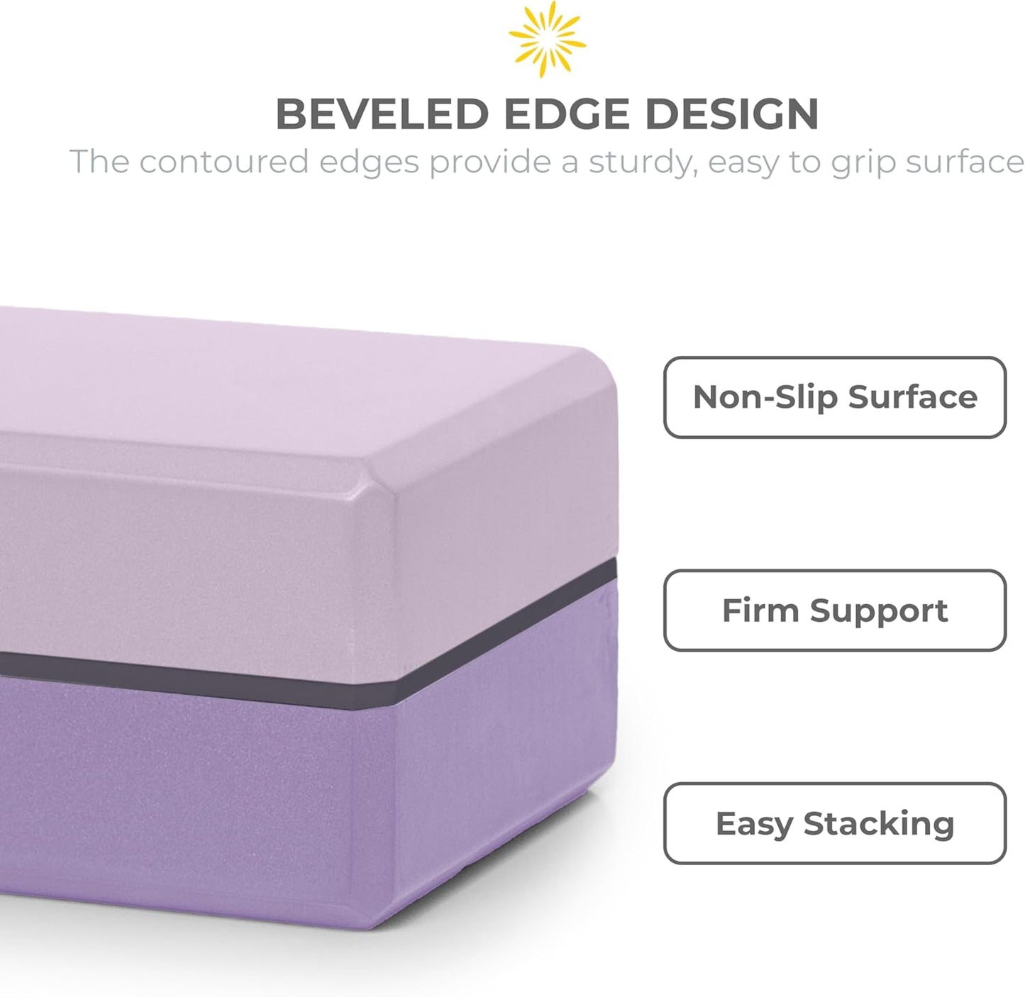 Sunshine Yoga 4" Striped Yoga Block, 10 Pack Bulk EVA Foam Yoga Blocks, Firm and Supportive Yoga Brick, Balance Foam for Stretching, Pilates, and Workout, 4" x 6" x 9"