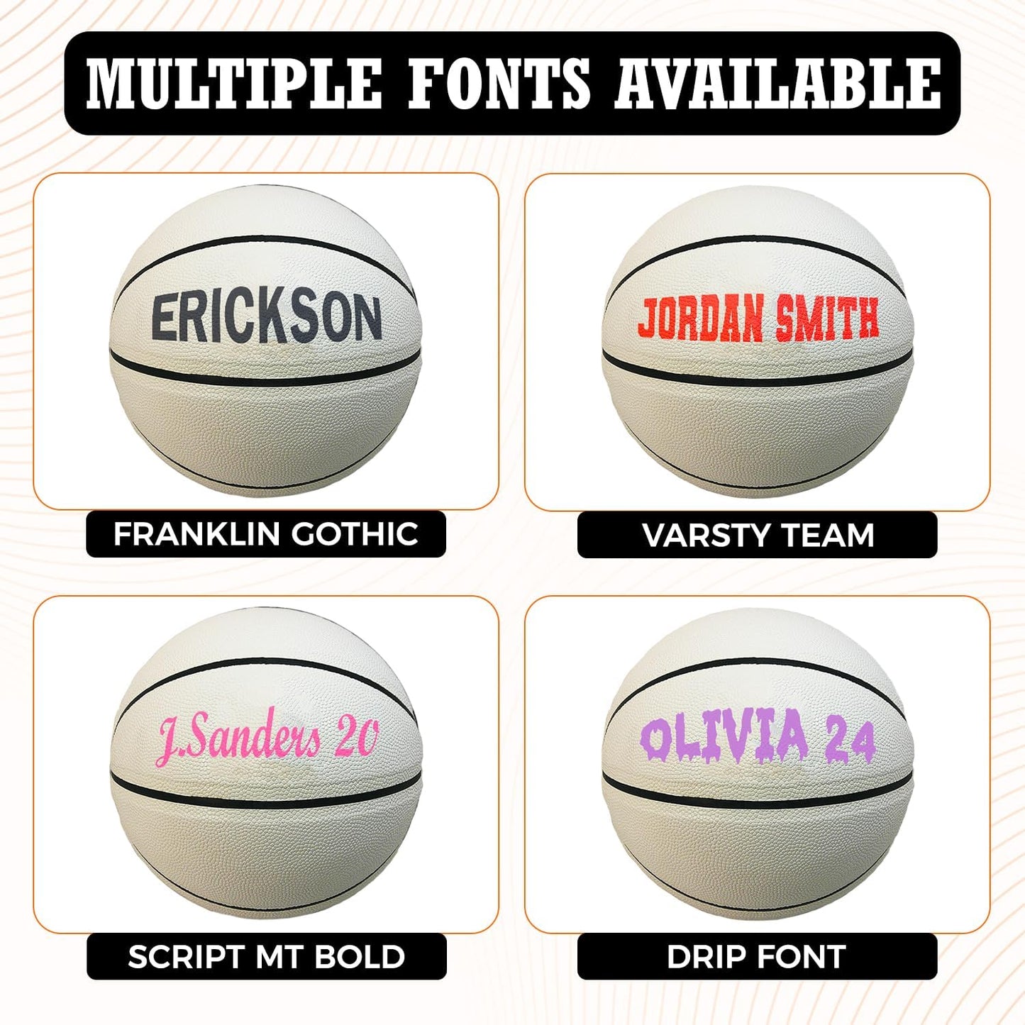 HAMMET Personalized Basketball – Customized Basketball with Your Name or Text – Multiple Colors, Fonts & Designs Available – Durable for Indoor and Outdoor - Ideal Gift for Son, Daughter, Boy or Girl