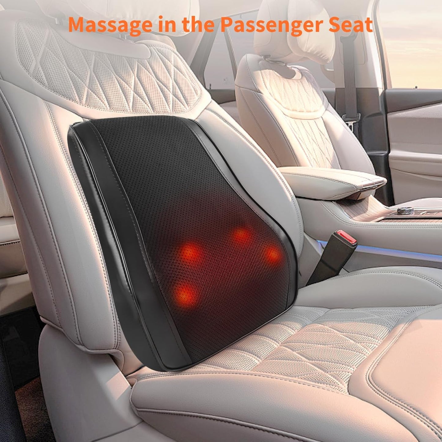 Rechargeable Back Massager with Heat, Shiatsu Neck Massager for Pain Relief Deep Tissue, 4D Kneading Massage Pillow for Neck Shoulder Leg Waist and Abdominal, Suit for Office, Home and Car