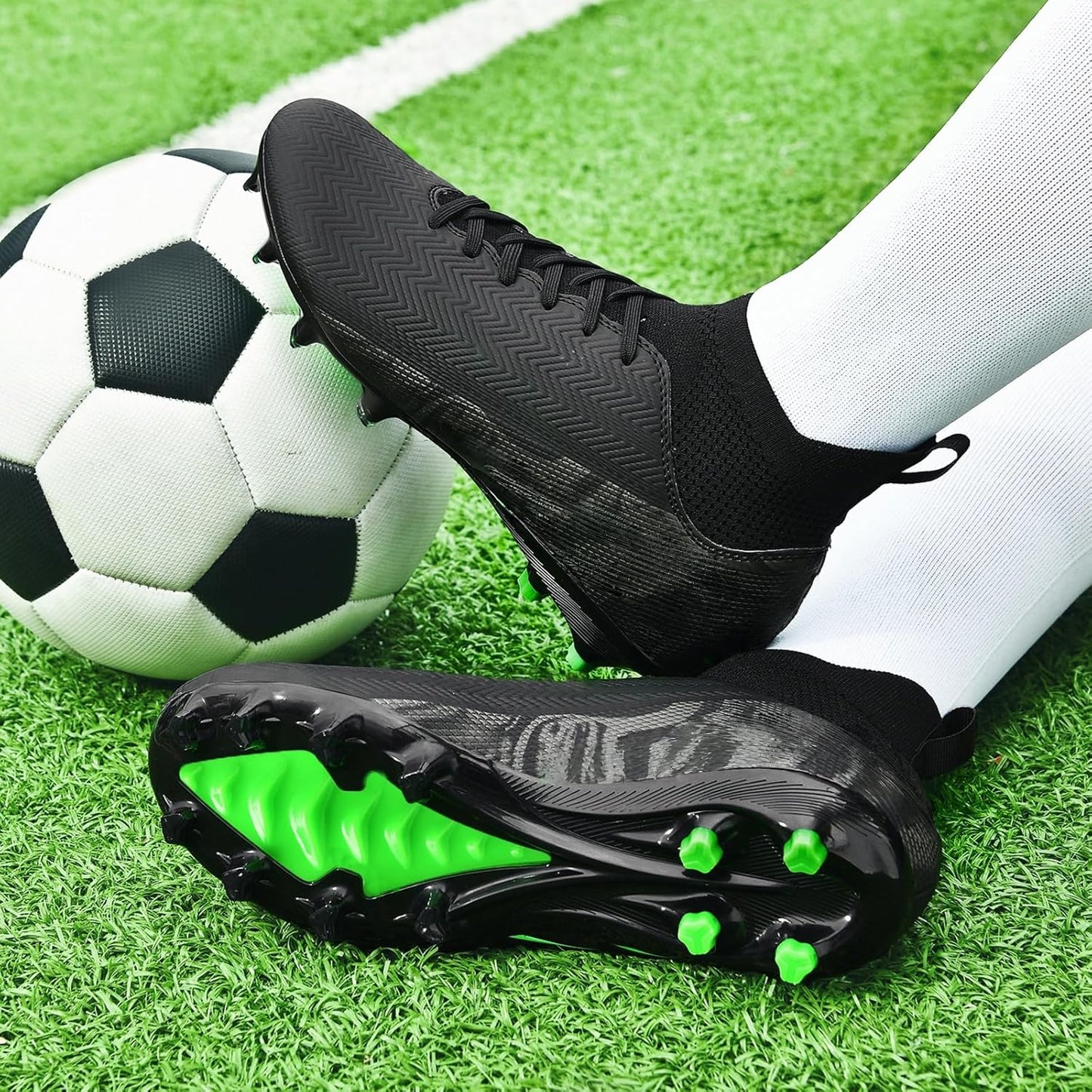 Indoor Soccer Cleats Mens Womens Turf Soccer Cleats Wide Socer Shoes FG AG TF High Ankle Football Boots