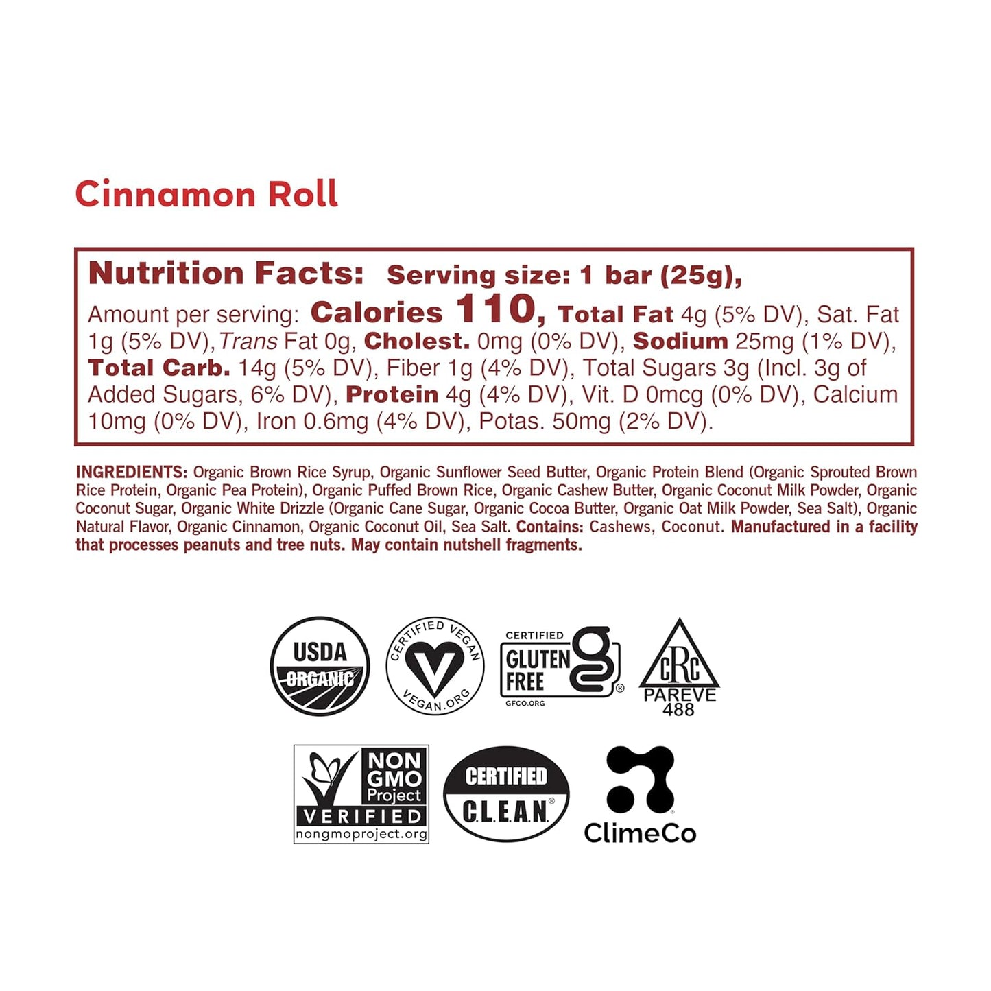 GoMacro Kids MacroBar Organic Vegan Snack Bars - Cinnamon Roll (0.9 Ounce Bars, 7 Count)