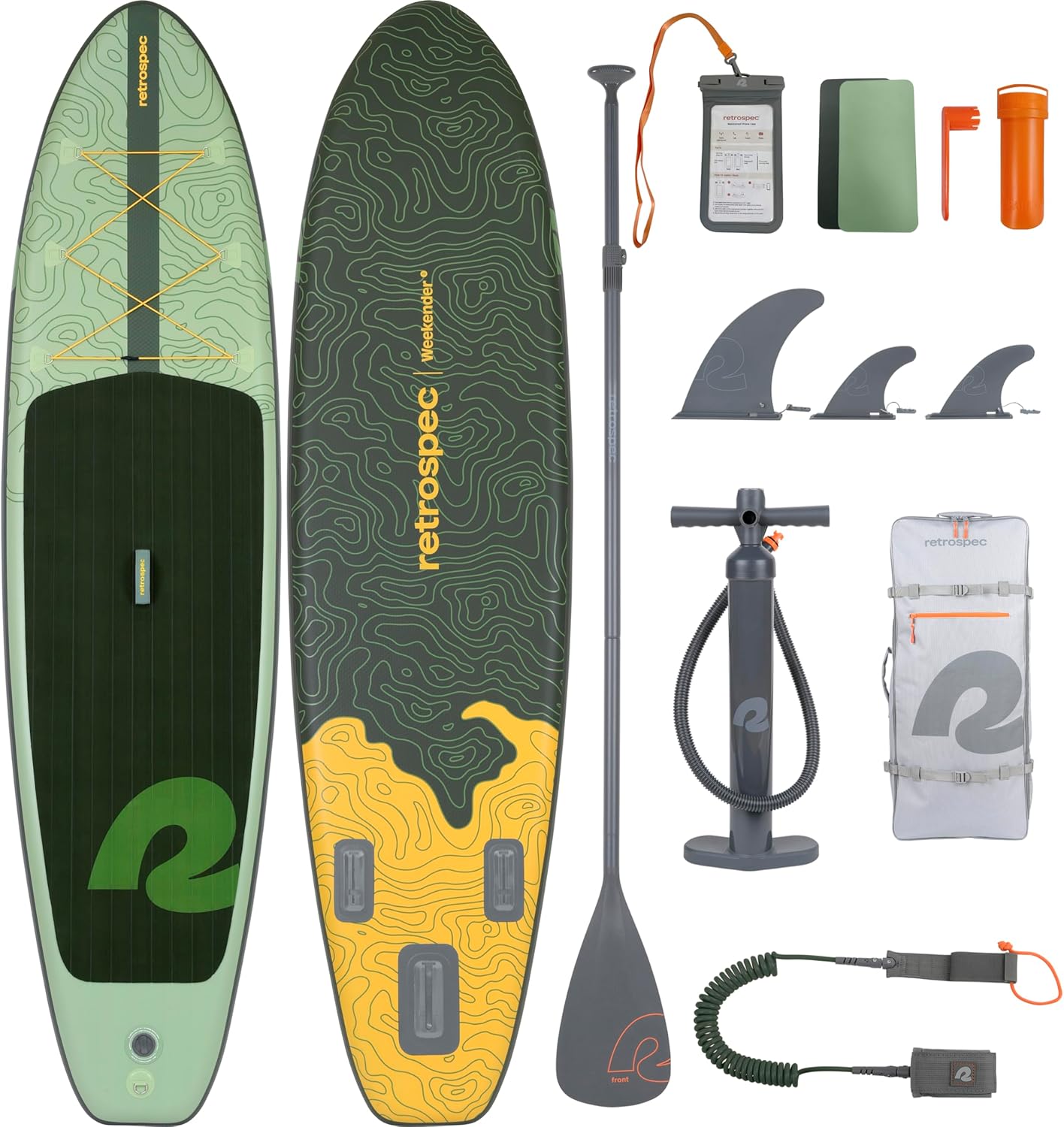 Retrospec Weekender Inflatable Paddle Board with Beach Accessories - 10'6" X 32in SUP Board, Textured Deck Pad, Pump & Travel Bag - Lightweight iSUP