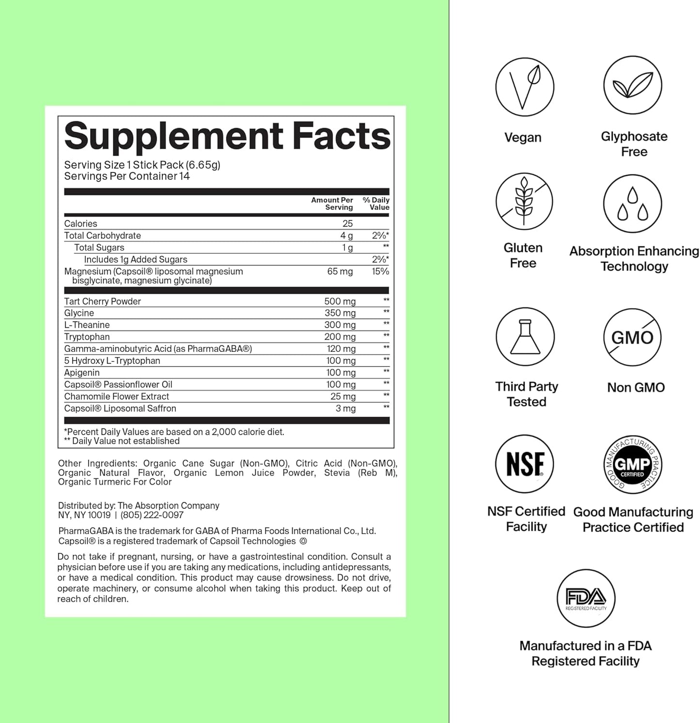 Sleep Aid Powder - Calming Drink for Deep Sleep with Liposomal Saffron, Magnesium & PharmaGABA Melatonin-Free Natural Supplement to Reduce Stress and Improve Sleep Quality Chamomile Lemonade 7 Sticks