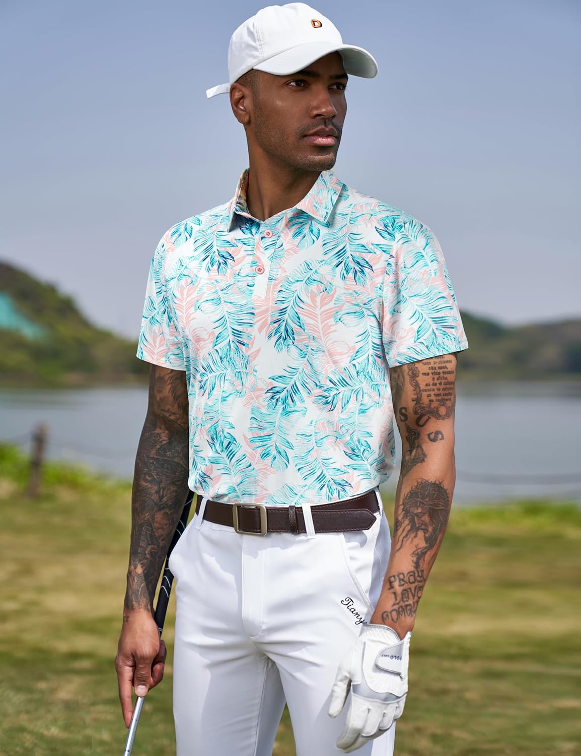 TAPULCO Mens Quick Dry Polo Shirts Camouflage Pattern Performance Athletic Lightweight Breathable Casual Golf Tshirts