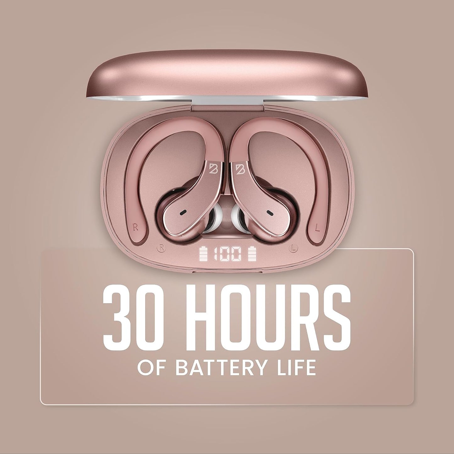 Back Bay Audio - Runner's Wireless Earbuds Bluetooth Headphones for Sports, Hook Over The Ear Buds, Deep Bass, Wrap Around Earphones with Earhooks for Running, Workout Wireless Headphones for The Gym