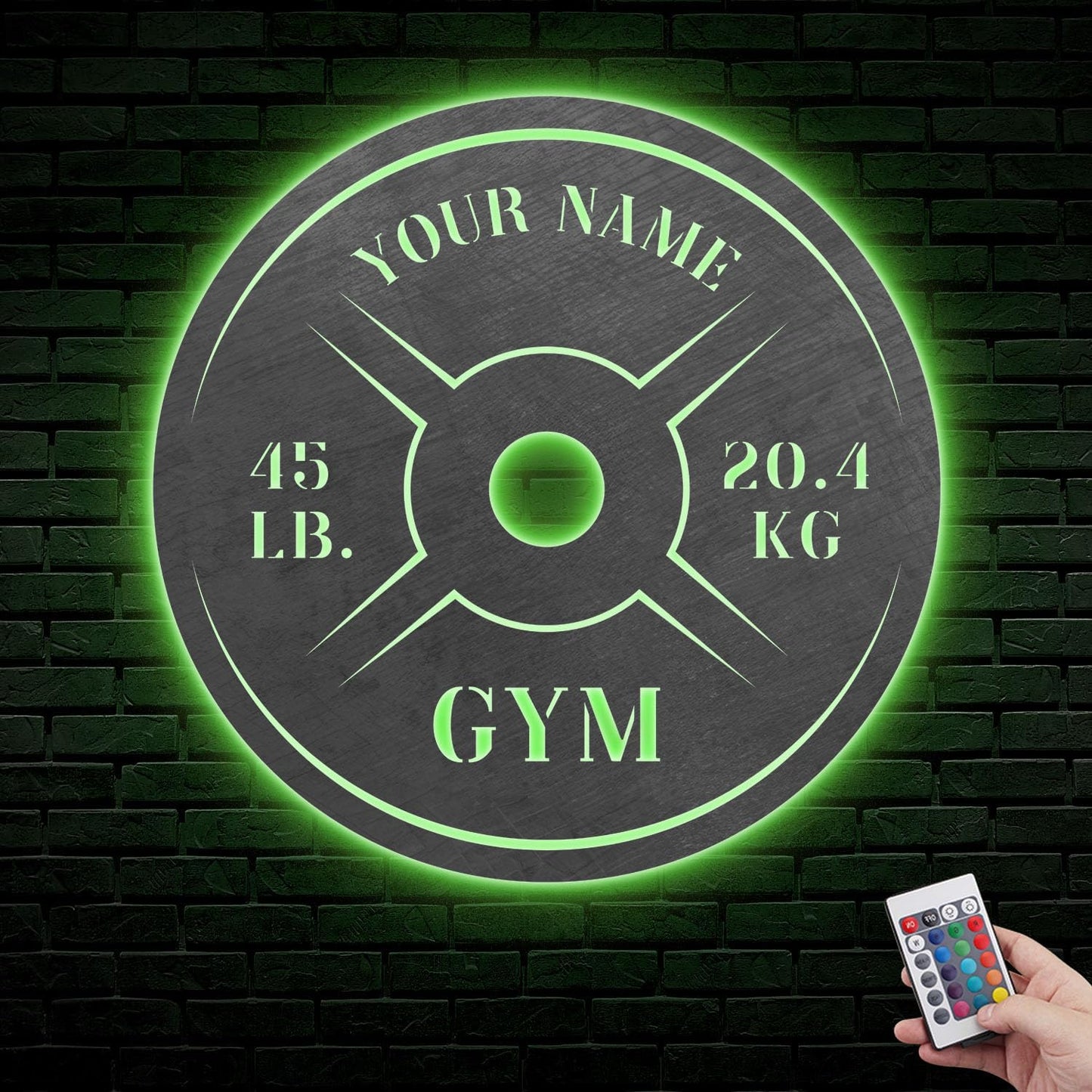 Personalized Home Gym LED Tin Metal Sign Multiple Sizes, Weight Lifting Exercise Workout Room Training Fitness Center Motivational Inspirational Quotes Decor Wall Art Hanging Accessories (11 LED)