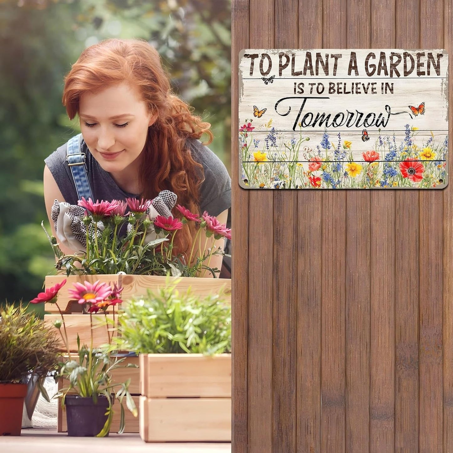 Gardening Vintage Metal Sign Plaque To Plant A Garden is To Believe Tomorrow Sign for Home Greenhouse Living Room Bedroom Outdoor Decor 12 * 16inch